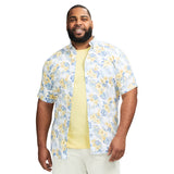 BIG & TALL DOCKSIDE SHORT SLEEVE CHAMBRAY PRINTED SHIRT - BRIGHT WHITE