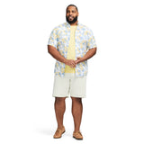 BIG & TALL DOCKSIDE SHORT SLEEVE CHAMBRAY PRINTED SHIRT - BRIGHT WHITE