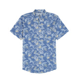 BIG & TALL DOCKSIDE SHORT SLEEVE CHAMBRAY PRINTED SHIRT - MOONLIGHT BLUE