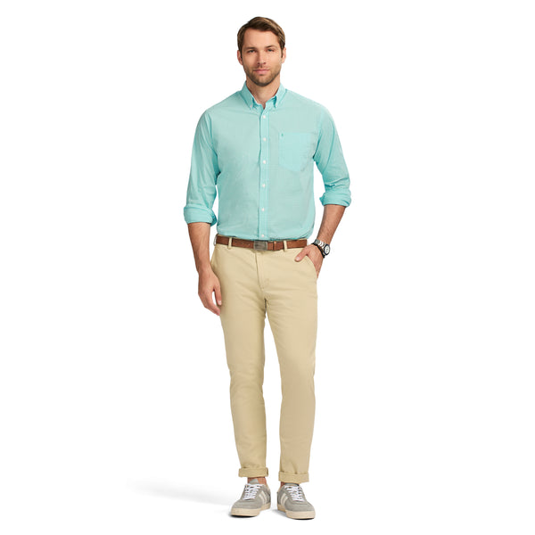 PERFORMANCE COMFORT LONG SLEEVE PLAID BUTTON DOWN SHIRT - BERYL GREEN