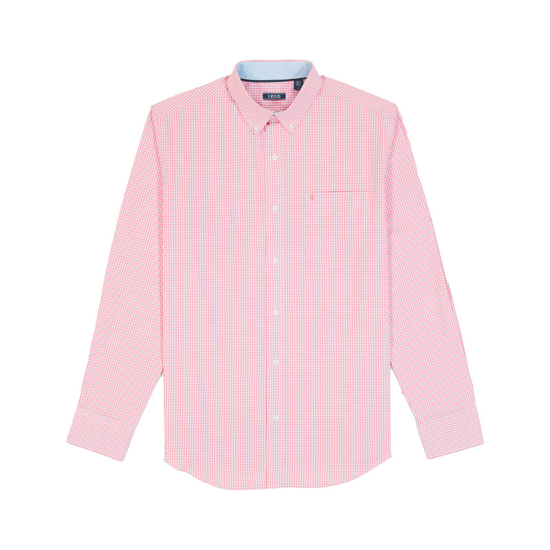 PERFORMANCE COMFORT LONG-SLEEVE PLAID BUTTON DOWN SHIRT - PINK CARNATION