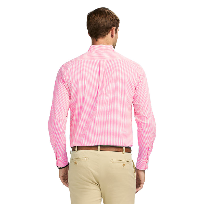 PERFORMANCE COMFORT LONG-SLEEVE PLAID BUTTON DOWN SHIRT - PINK CARNATION