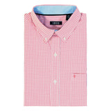 PERFORMANCE COMFORT LONG SLEEVE PLAID BUTTON DOWN SHIRT - PINK CARNATION