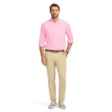 PERFORMANCE COMFORT LONG SLEEVE PLAID BUTTON DOWN SHIRT - PINK CARNATION