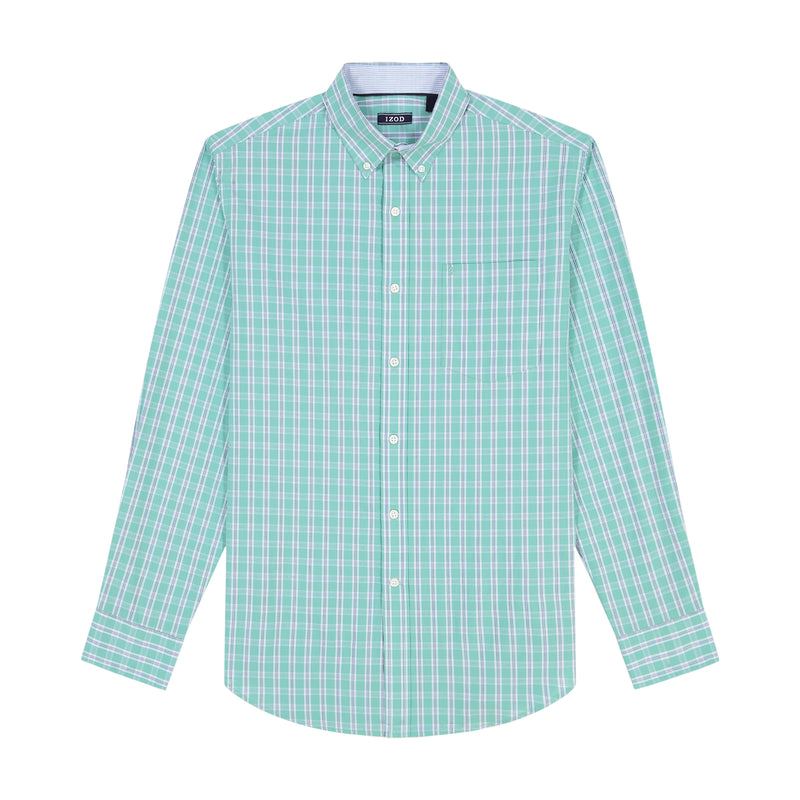 PERFORMANCE COMFORT LONG SLEEVE PLAID BUTTON DOWN SHIRT - WASABI