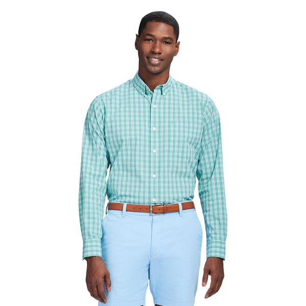 PERFORMANCE COMFORT LONG SLEEVE PLAID BUTTON DOWN SHIRT - WASABI