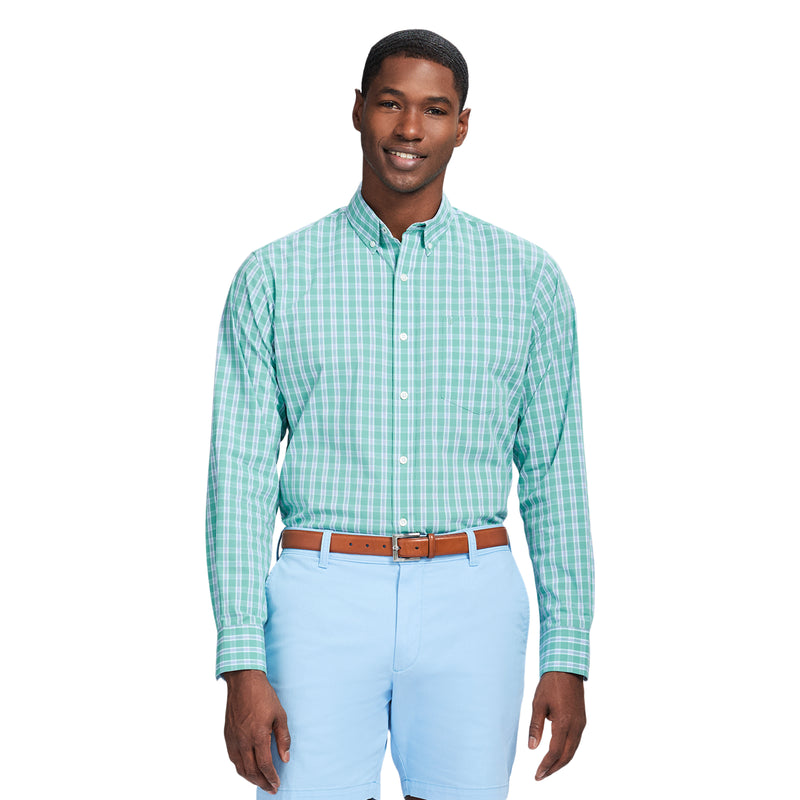 PERFORMANCE COMFORT LONG SLEEVE PLAID BUTTON DOWN SHIRT - WASABI