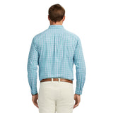 PERFORMANCE COMFORT LONG SLEEVE PLAID BUTTON DOWN SHIRT - ADRIATIC BLUE
