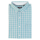 PERFORMANCE COMFORT LONG SLEEVE PLAID BUTTON DOWN SHIRT - ADRIATIC BLUE