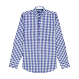PERFORMANCE COMFORT LONG SLEEVE PLAID BUTTON DOWN SHIRT - SKIPPER BLUE