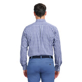 PERFORMANCE COMFORT LONG SLEEVE PLAID BUTTON DOWN SHIRT - SKIPPER BLUE