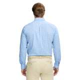 PERFORMANCE COMFORT LONG SLEEVE PLAID BUTTON DOWN SHIRT - AZURINE BLUE