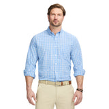 PERFORMANCE COMFORT LONG SLEEVE PLAID BUTTON DOWN SHIRT - AZURINE BLUE