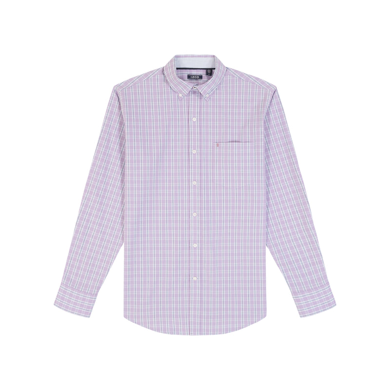 PERFORMANCE COMFORT LONG-SLEEVE PLAID BUTTON DOWN SHIRT - VIOLA