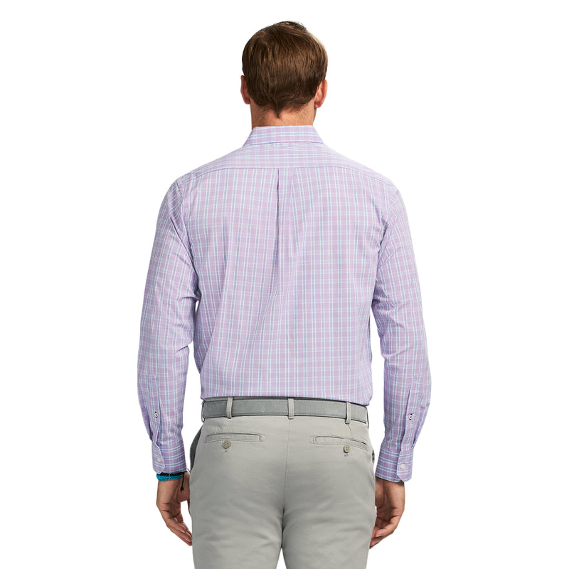 PERFORMANCE COMFORT LONG-SLEEVE PLAID BUTTON DOWN SHIRT - VIOLA