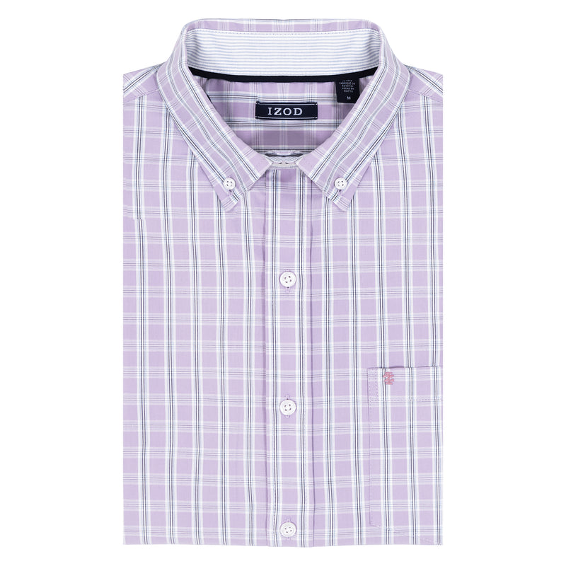 PERFORMANCE COMFORT LONG-SLEEVE PLAID BUTTON DOWN SHIRT - VIOLA