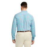 BIG & TALL PERFORMANCE COMFORT LONG SLEEVE PLAID BUTTON DOWN SHIRT - ADRIATIC BLUE