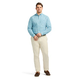 BIG & TALL PERFORMANCE COMFORT LONG SLEEVE PLAID BUTTON DOWN SHIRT - ADRIATIC BLUE