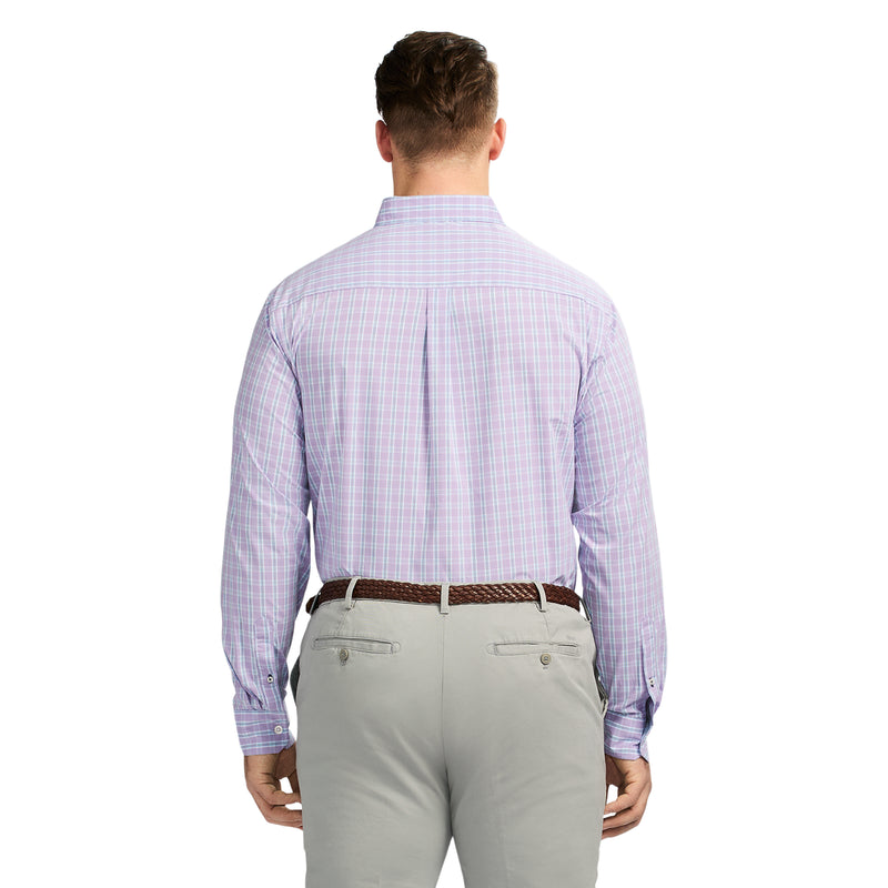 BIG AND TALL PERFORMANCE COMFORT LONG-SLEEVE PLAID BUTTON DOWN - VIOLA