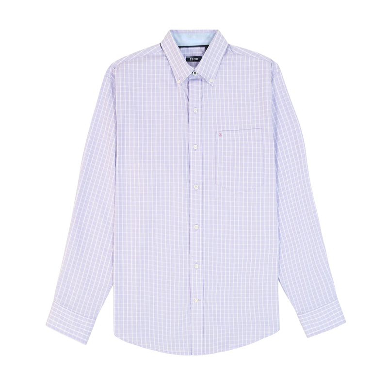 PERFORMANCE COMFORT LONG-SLEEVE PLAID BUTTON DOWN SHIRT - VIOLA