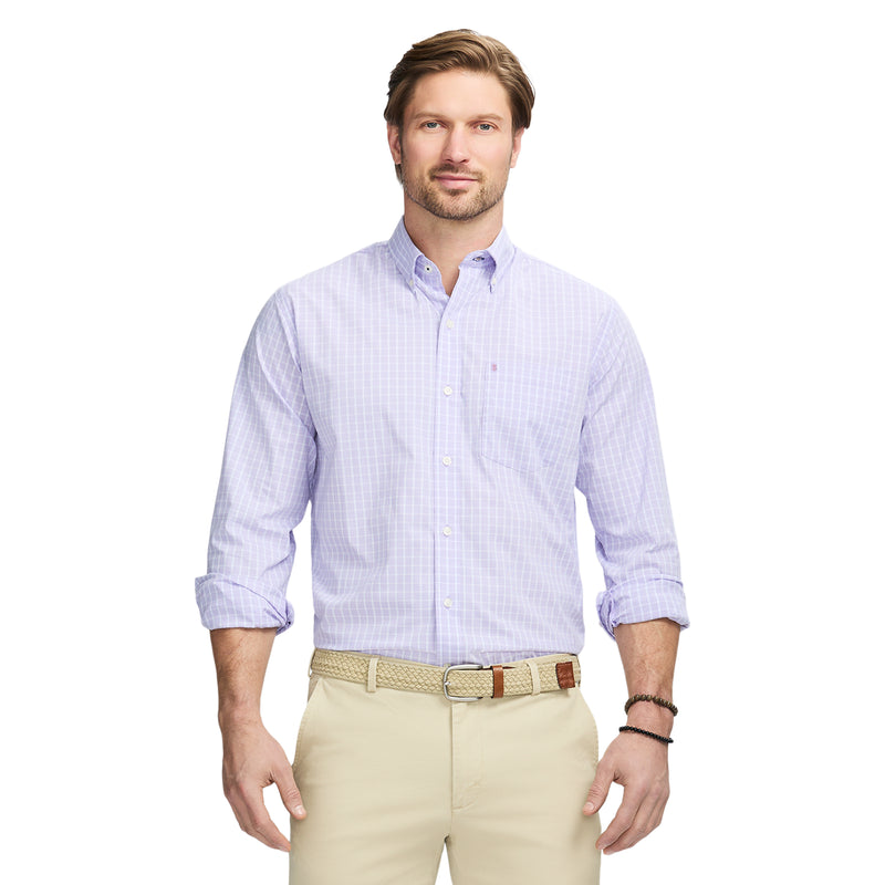 PERFORMANCE COMFORT LONG-SLEEVE PLAID BUTTON DOWN SHIRT - VIOLA