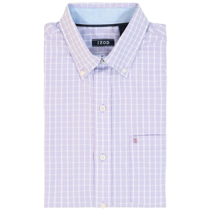 PERFORMANCE COMFORT LONG-SLEEVE PLAID BUTTON DOWN SHIRT - VIOLA