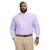 BIG & TALL PERFORMANCE COMFORT LONG SLEEVE PLAID BUTTON DOWN SHIRT - VIOLA