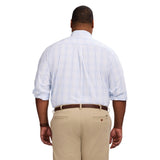 BIG & TALL PERFORMANCE COMFORT LONG SLEEVE PLAID BUTTON DOWN SHIRT - BRIGHT WHITE