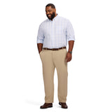 BIG & TALL PERFORMANCE COMFORT LONG SLEEVE PLAID BUTTON DOWN SHIRT - BRIGHT WHITE