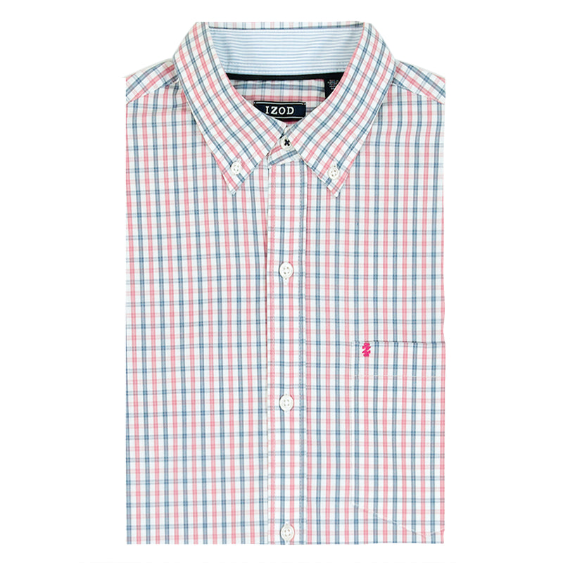 PERFORMANCE COMFORT LONG SLEEVE PLAID BUTTON DOWN SHIRT - HOLLY BERRY