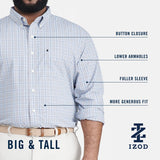 BIG & TALL PERFORMANCE COMFORT LONG SLEEVE PLAID BUTTON DOWN SHIRT - FAIRY TALE