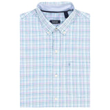 PERFORMANCE COMFORT LONG SLEEVE PLAID BUTTON DOWN SHIRT - CRYSTAL BLUE