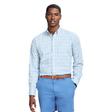 PERFORMANCE COMFORT LONG SLEEVE PLAID BUTTON DOWN SHIRT - CRYSTAL BLUE