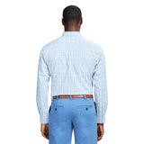 PERFORMANCE COMFORT LONG SLEEVE PLAID BUTTON DOWN SHIRT - CRYSTAL BLUE