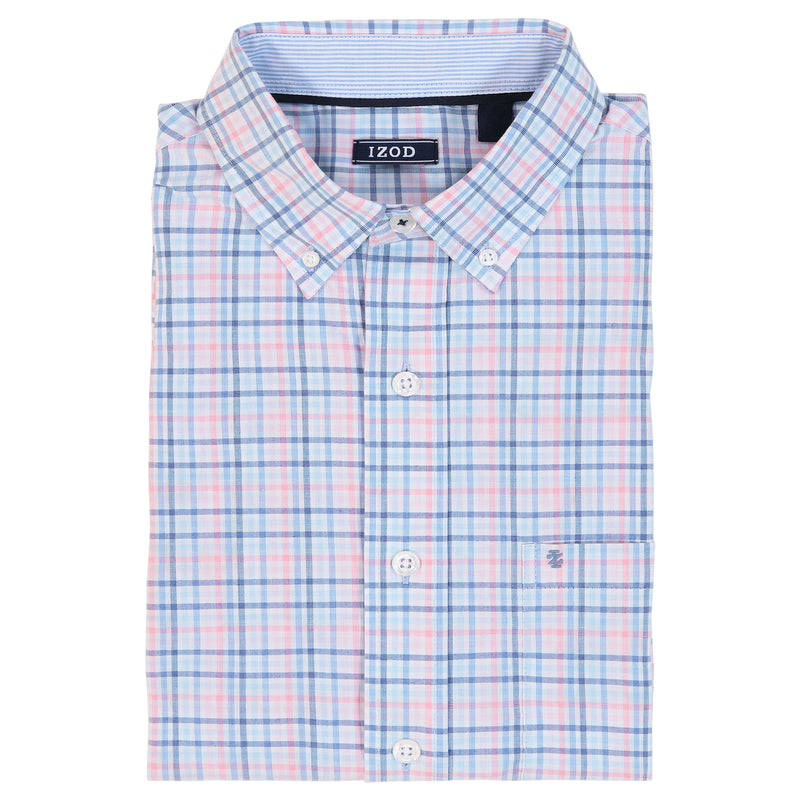 PERFORMANCE COMFORT LONG-SLEEVE PLAID BUTTON DOWN SHIRT - FAIRY TALE