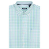 PERFORMANCE COMFORT LONG SLEEVE PLAID BUTTON DOWN SHIRT - BIRDS EGG GREEN