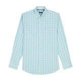 PERFORMANCE COMFORT LONG SLEEVE PLAID BUTTON DOWN SHIRT - BIRDS EGG GREEN