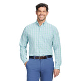 PERFORMANCE COMFORT LONG SLEEVE PLAID BUTTON DOWN SHIRT - BIRDS EGG GREEN