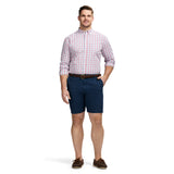 BIG & TALL PERFORMANCE COMFORT LONG SLEEVE PLAID BUTTON DOWN SHIRT - MAUVEGLOW