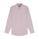 BIG & TALL PERFORMANCE COMFORT LONG SLEEVE PLAID BUTTON DOWN SHIRT - MAUVEGLOW