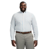 BIG & TALL PERFORMANCE COMFORT LONG SLEEVE PLAID BUTTON DOWN SHIRT - ALMOND CREAM