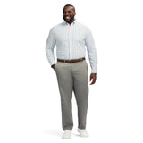 BIG & TALL PERFORMANCE COMFORT LONG SLEEVE PLAID BUTTON DOWN SHIRT - ALMOND CREAM