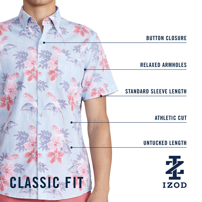 DOCKSIDE PRINTED CHAMBRAY SHORT SLEEVE BUTTON DOWN SHIRT - NOSEGAY