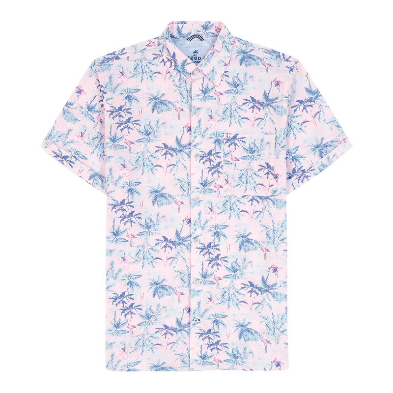 DOCKSIDE PRINTED CHAMBRAY SHORT SLEEVE BUTTON DOWN SHIRT - NOSEGAY