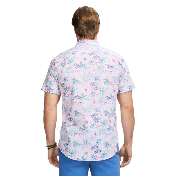 DOCKSIDE PRINTED CHAMBRAY SHORT SLEEVE BUTTON DOWN SHIRT - NOSEGAY