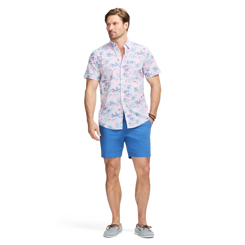 DOCKSIDE PRINTED CHAMBRAY SHORT SLEEVE BUTTON DOWN SHIRT - NOSEGAY