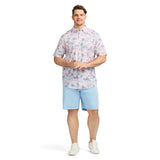 BIG & TALL DOCKSIDE SHORT SLEEVE CHAMBRAY PRINTED SHIRT - NOSEGAY