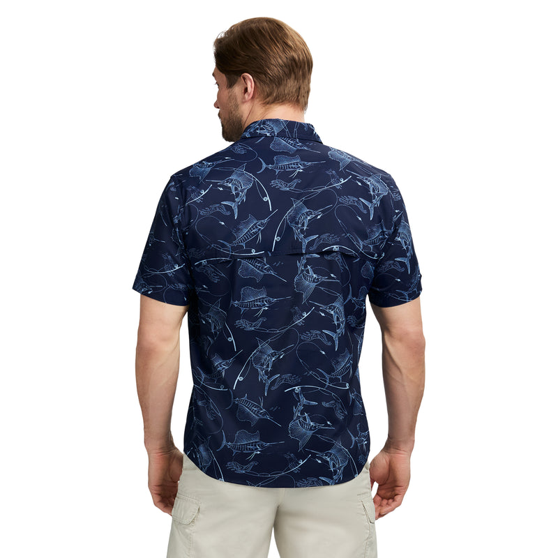 SUNSHIELD PERFORMANCE PRINTED SHIRT - MEDIEVAL BLUE