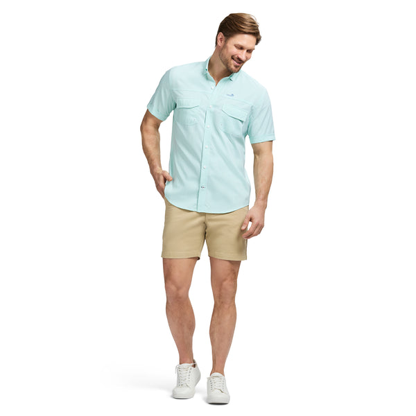 SUNSHIELD PERFORMANCE SHORT SLEEVE GINGHAM SHIRT - POOL BLUE