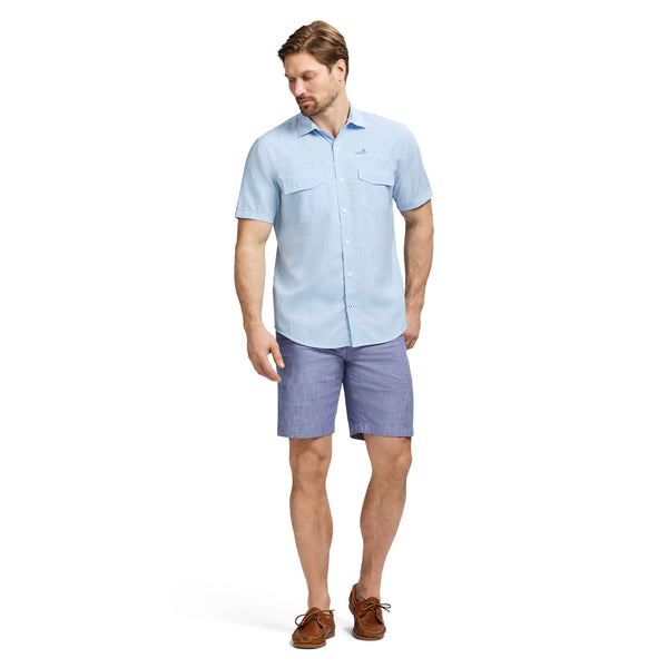 SUNSHIELD PERFORMANCE SHORT SLEEVE GINGHAM SHIRT - AZURE BLUE